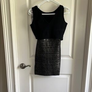 Black and Silver Sleeveless Dress